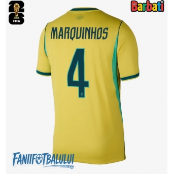 Brazilia Marquinhos #4 Tricou Fotbal Replică Mondial 2026 Barbati Acasa